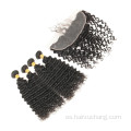 Paquetes con trama de cabello humano de Malasia frontal con encaje de cierre frontal con tejido profundo de la extensión del cabello para el cabello vendedor